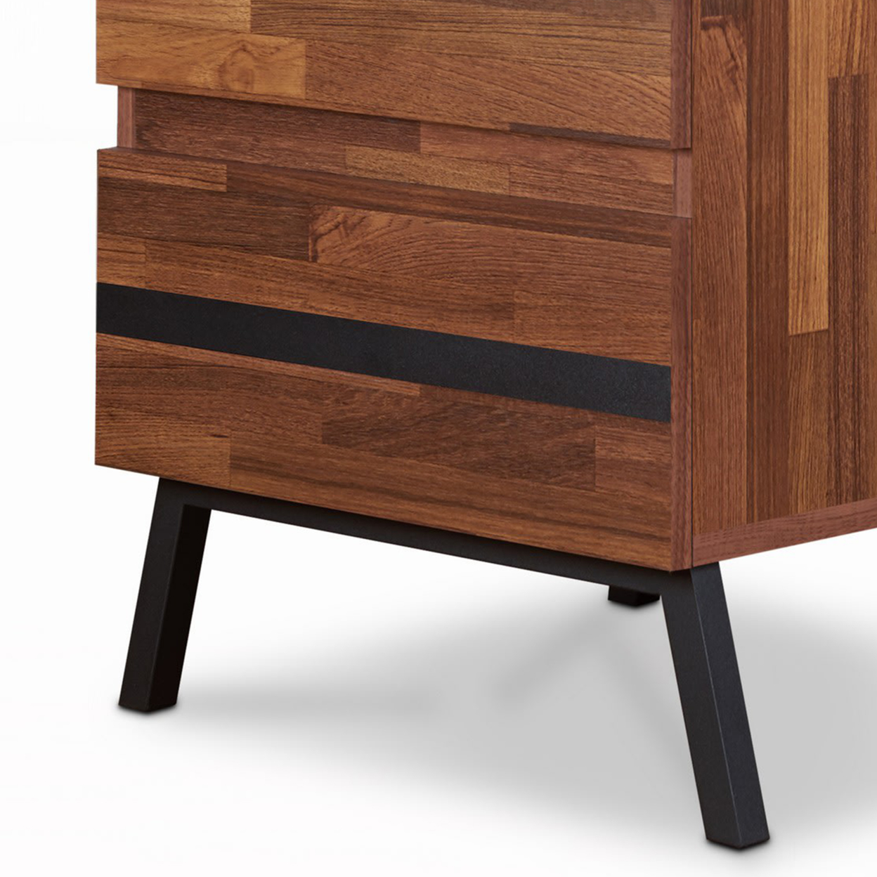 Two Drawers Wooden End Table With Angled Leg Support, Brown And Black- Saltoro Sherpi