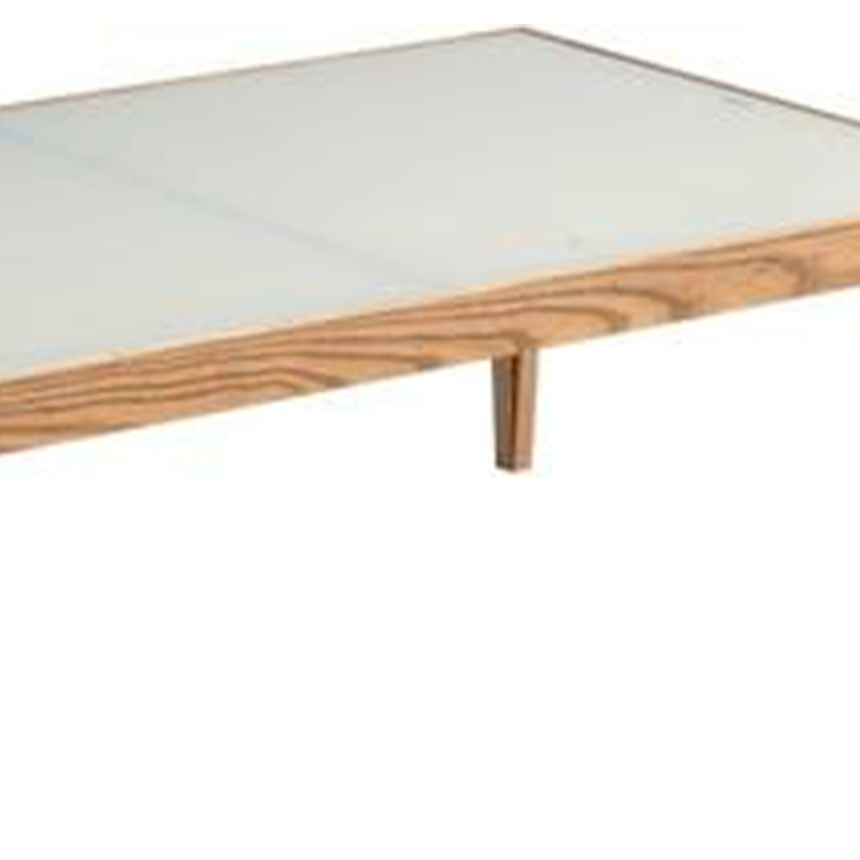 Wooden Frame Rectangular Coffee Table With Beveled Tempered Glass Top, Brown And Clear- Saltoro Sherpi