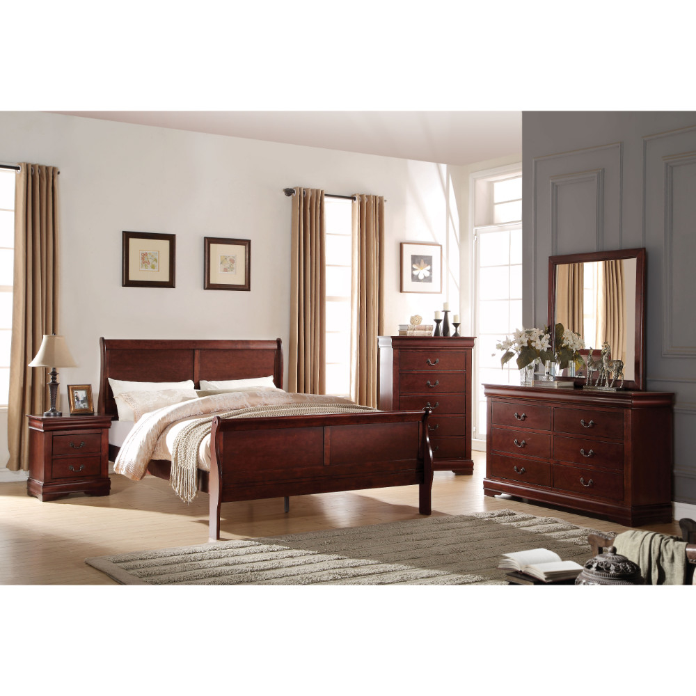 Transitional Style Wooden Queen Size Sleigh Bed, Brown- Saltoro Sherpi