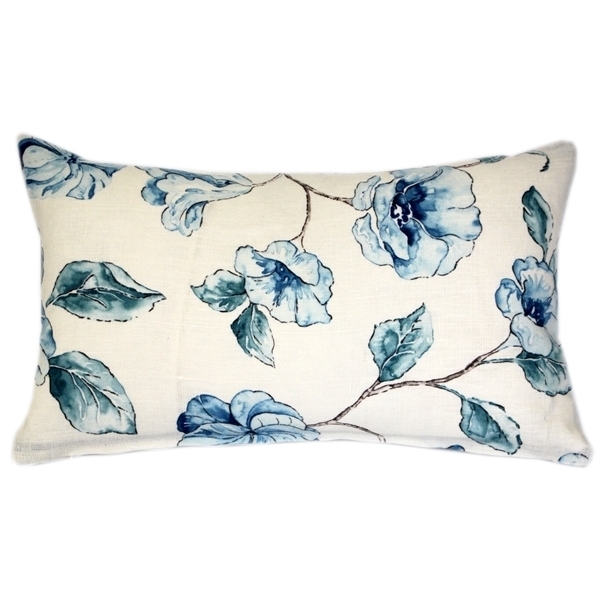 Pillow Decor - Blue Lily Linen Throw Pillow 12x20