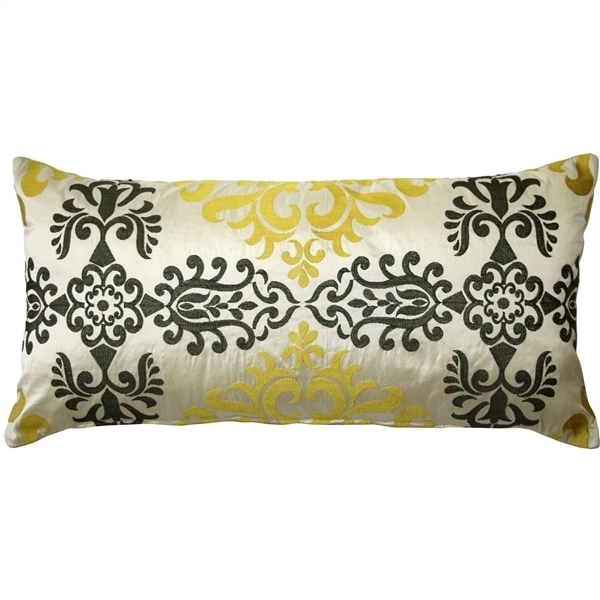 Pillow Decor - Sumatra Medallion Embroidered Silk Decorative Throw Pillow 12x24