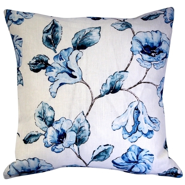 Pillow Decor - Blue Lily Linen Throw Pillow 20x20