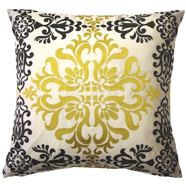 Pillow Decor - Sumatra Medallion Embroidered Silk Decorative Throw Pillow 21x21