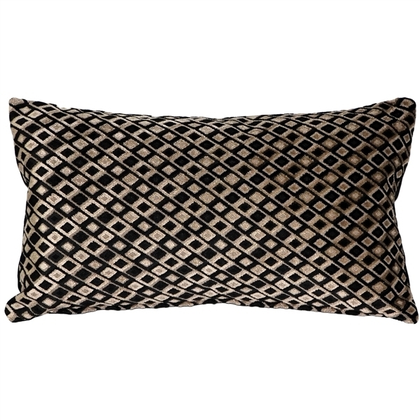 Pillow Decor - Jager Black Diamond Textured Velvet Throw Pillow 12x20
