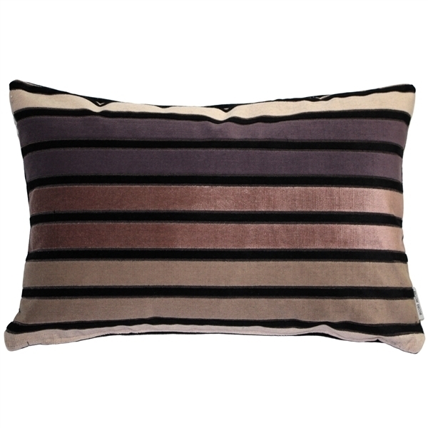 Pillow Decor - Amethyst Stripes Textured Velvet Throw Pillow 12x20