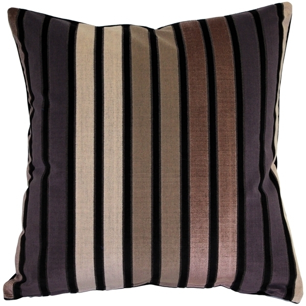 Pillow Decor - Amethyst Stripes Textured Velvet Throw Pillow 20x20