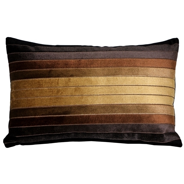 Pillow Decor - Bullion Stripes Textured Velvet Throw Pillow 12x19