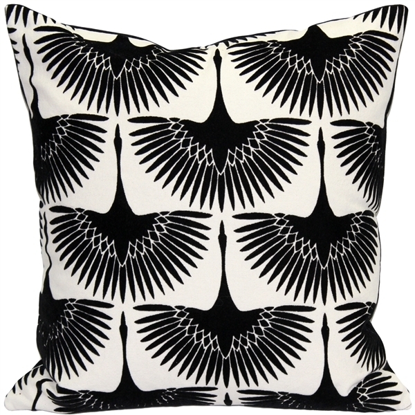 Pillow Decor - Winter Flock Black And White Throw Pillow 20x20