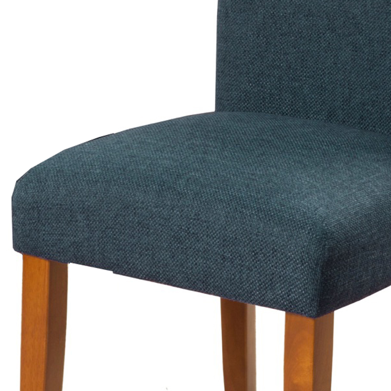 Fabric Upholstered Parson Dining Chair With Wooden Legs, Navy Blue And Brown, Set Of Two- Saltoro Sherpi