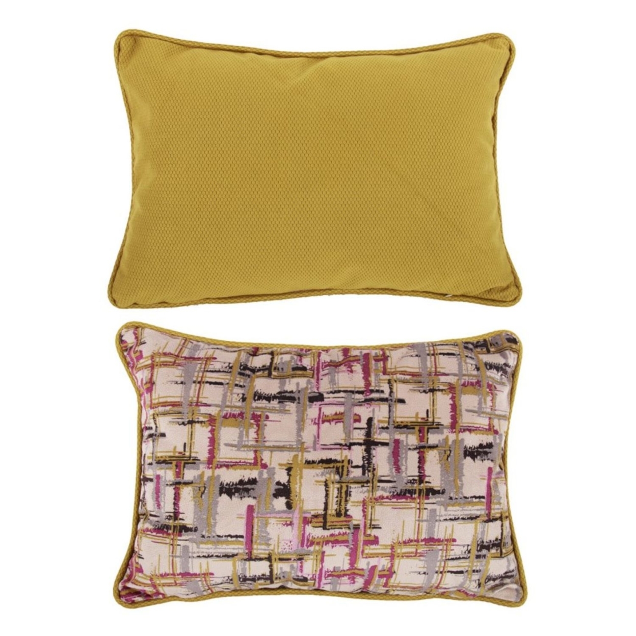 Fabric Reversable Throw Pillow In Geometric Pattern, Multicolor- Saltoro Sherpi
