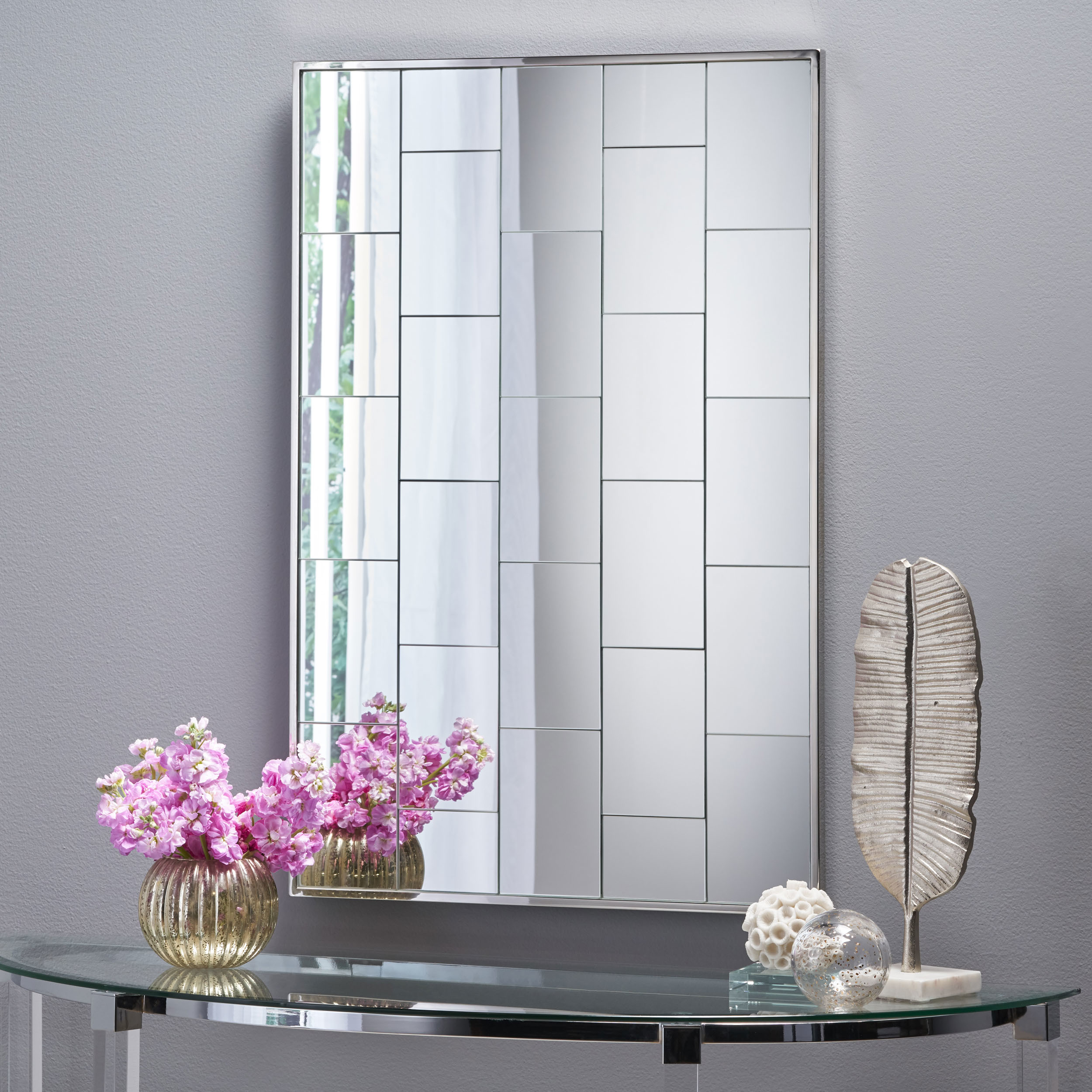 Sade Glam Brick Patterned Wall Mirror