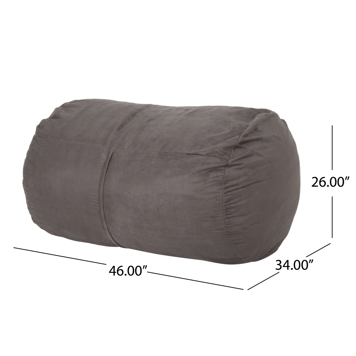 Genevieve Traditional 4 Foot Suede Bean Bag (Cover Only), Chinese Red - Charcoal