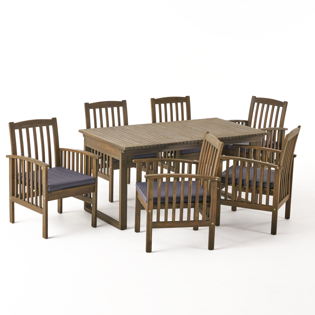 Aimee Outdoor 6 Seater Expandable Acacia Wood Dining Set