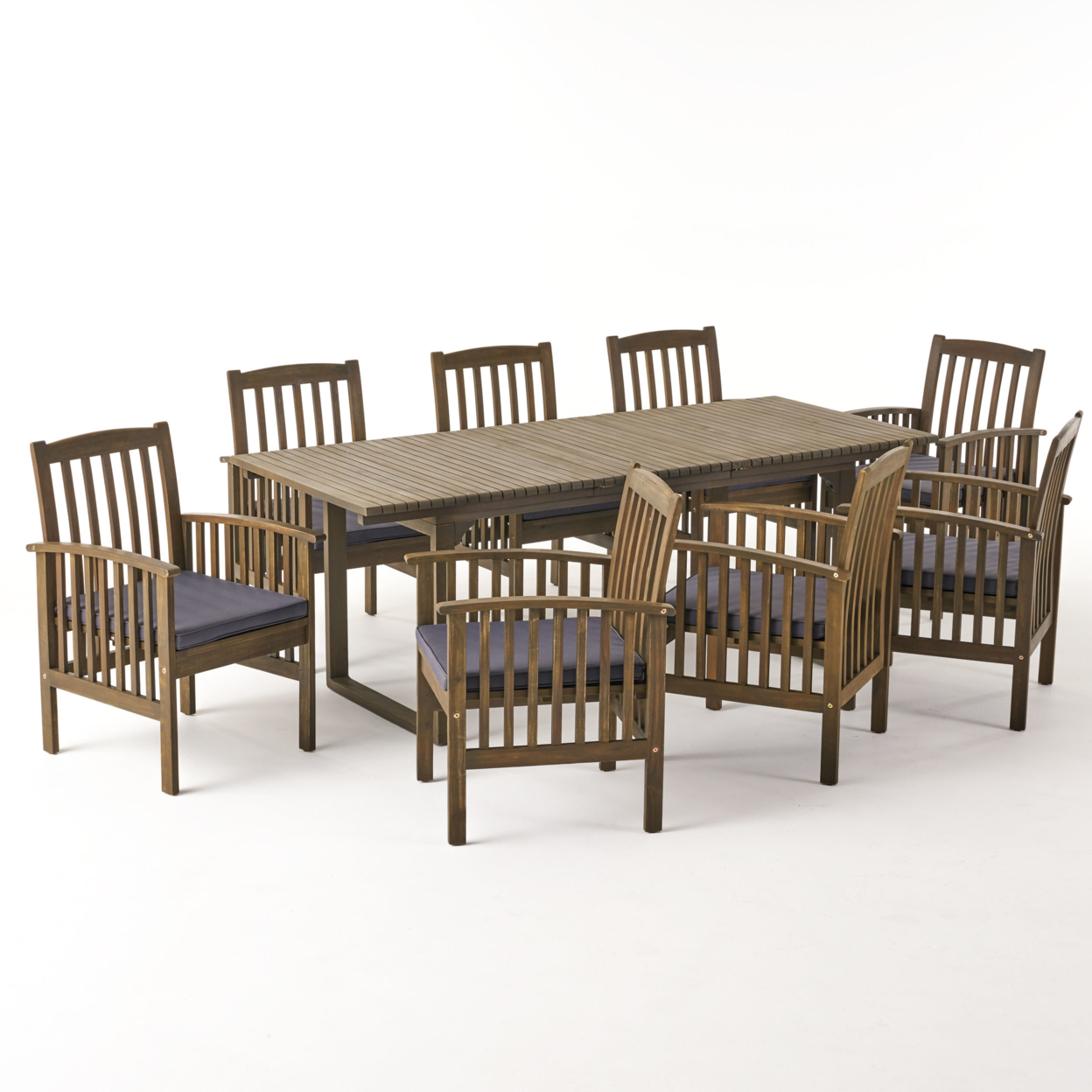 Aimee Outdoor 8 Seater Expandable Acacia Wood Dining Set