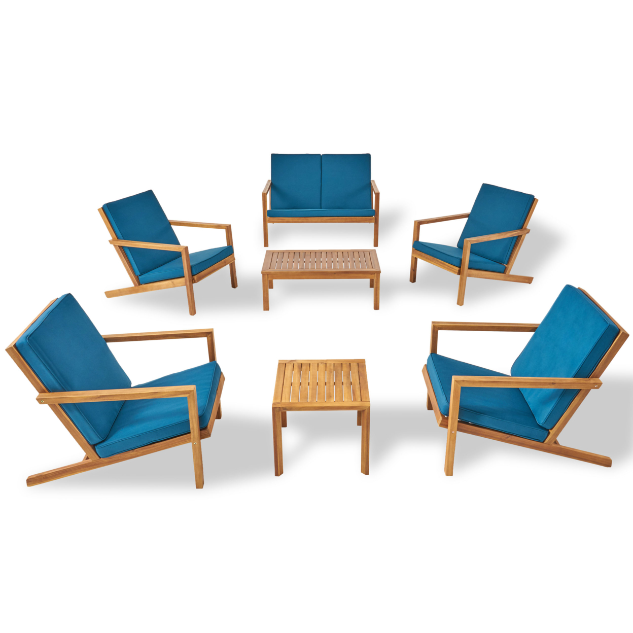 Nick Outdoor 6 Seater Acacia Wood Exstended Chat Set