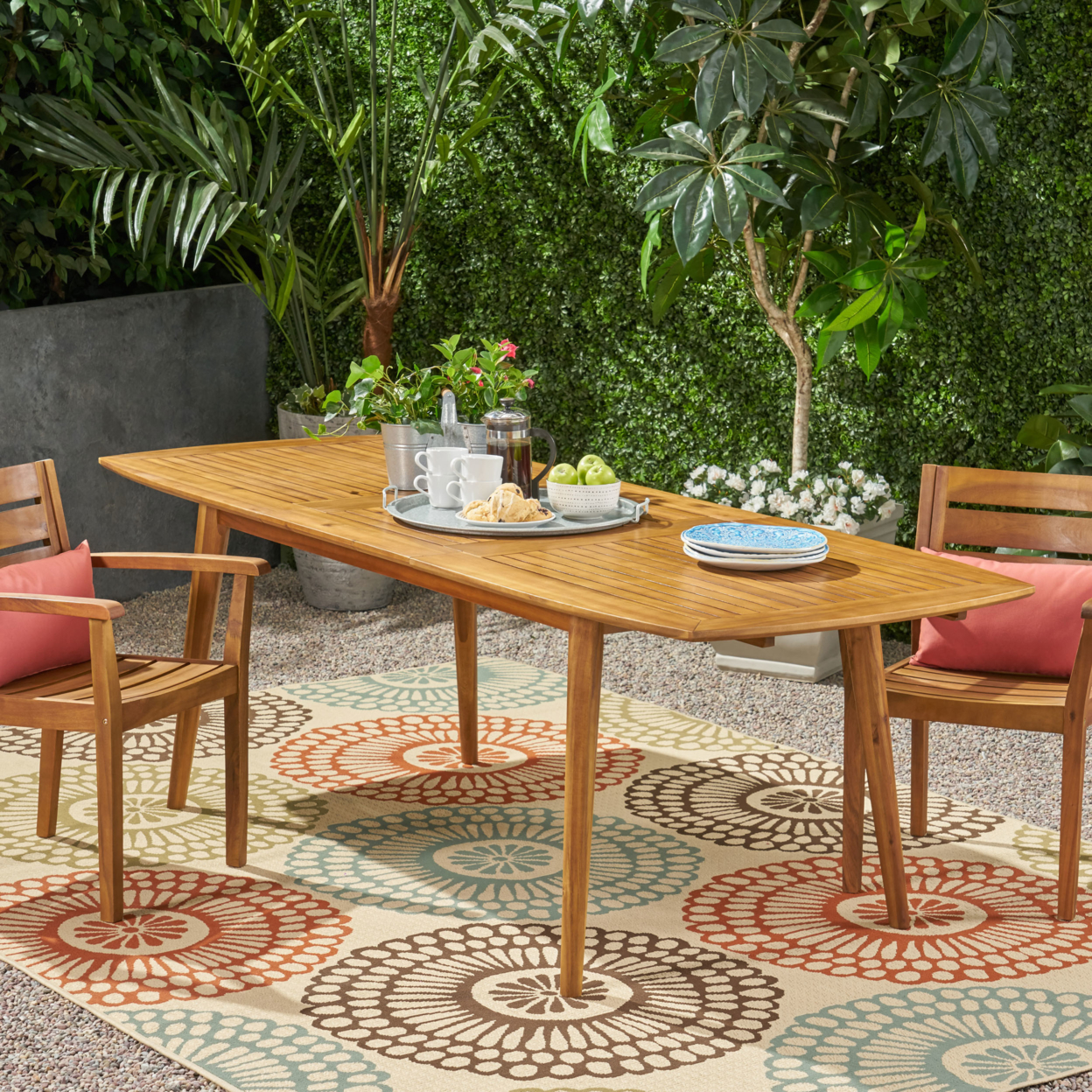 Candance Outdoor Acacia Wood Expandable Dining Table - Teak