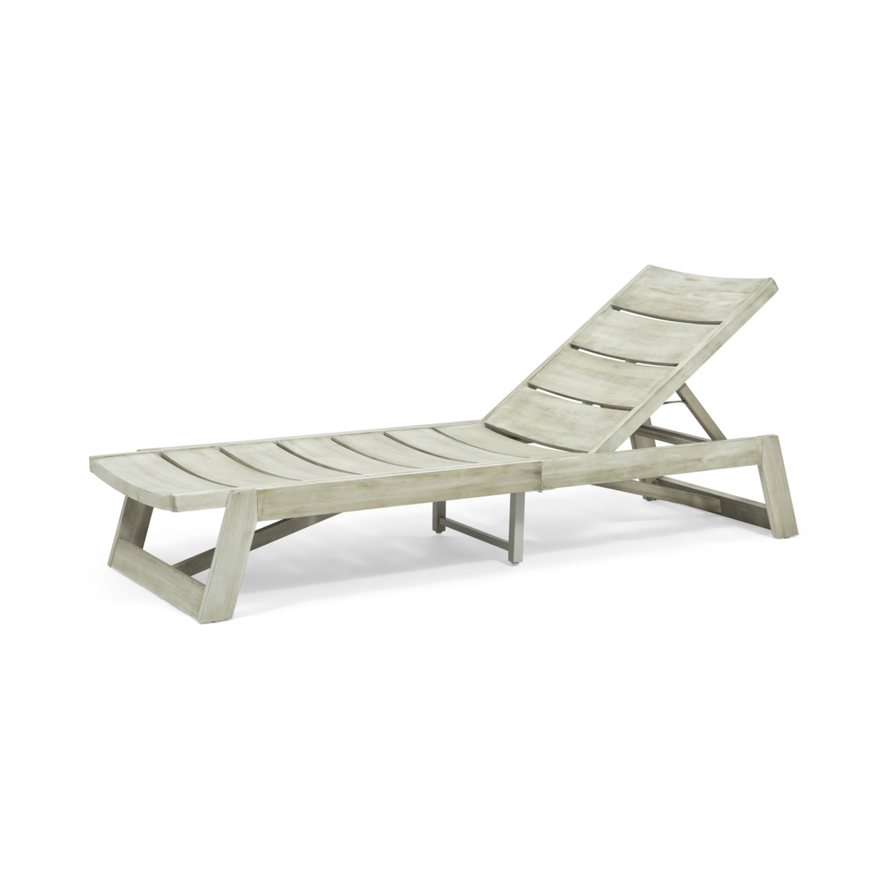 Lillian Outdoor Wood And Iron Chaise Lounge - Light Gray Wash, Gray