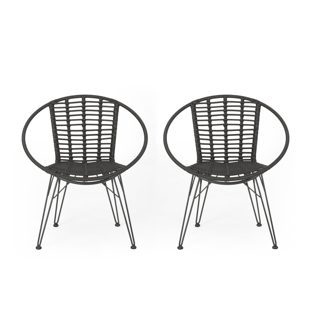 Winnie Outdoor Wicker Dining Chairs (Set Of 2) - Gray, Black