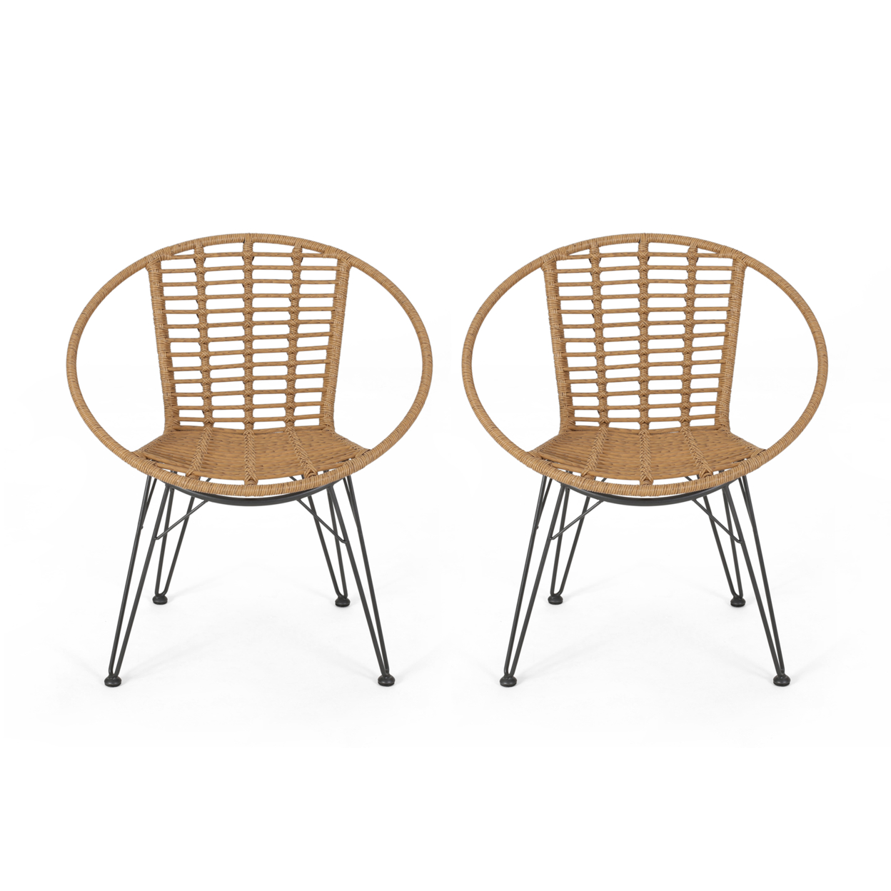 Winnie Outdoor Wicker Dining Chairs (Set Of 2) - Light Brown, Black
