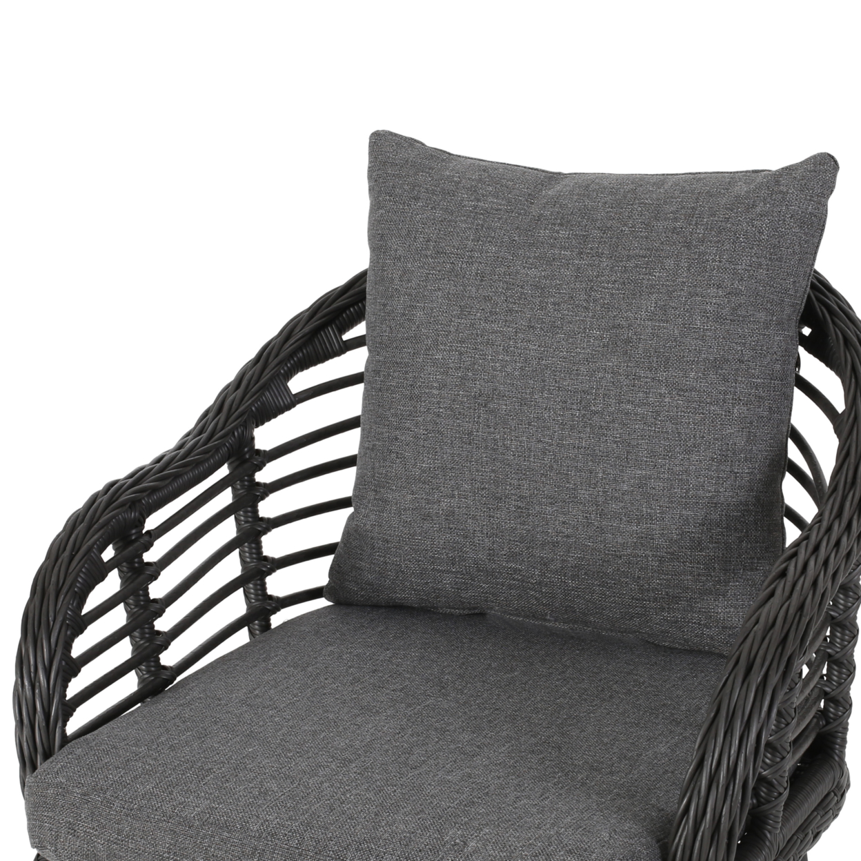 Becky Indoor Wicker Club Chairs With Cushions (Set Of 2) - Gray, Black, Dark Gray