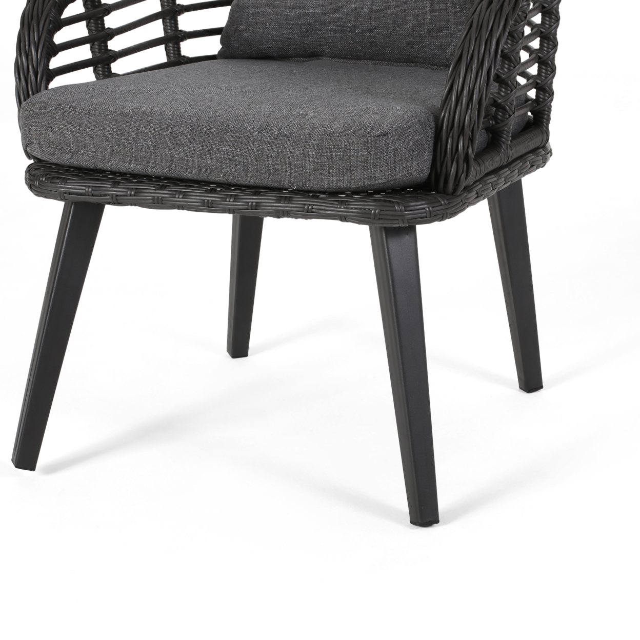 Madison Outdoor Wicker Club Chairs With Cushions (Set Of 2) - Gray, Black, Dark Gray