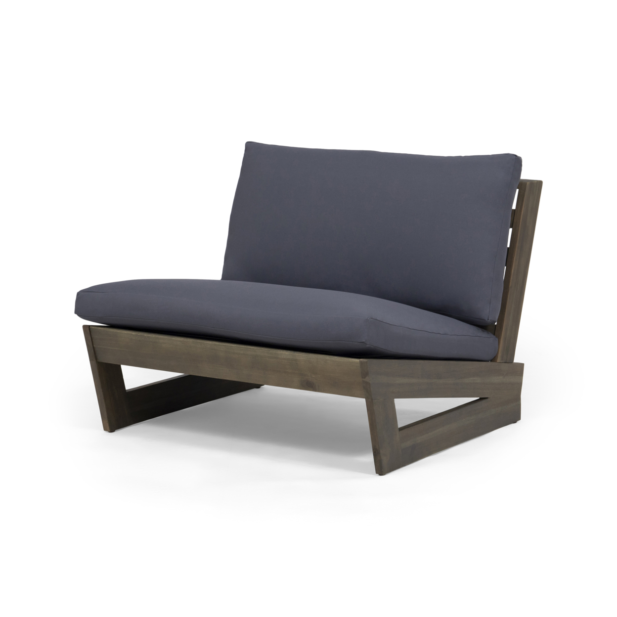 Emma Outdoor Acacia Wood Club Chairs With Cushions (Set Of 2) - Gray Finish, Dark Gray