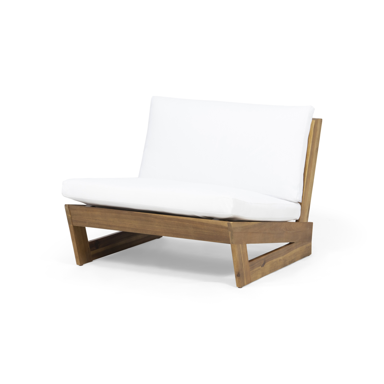 Emma Outdoor Acacia Wood Club Chairs With Cushions (Set Of 2) - Teak Finish, White