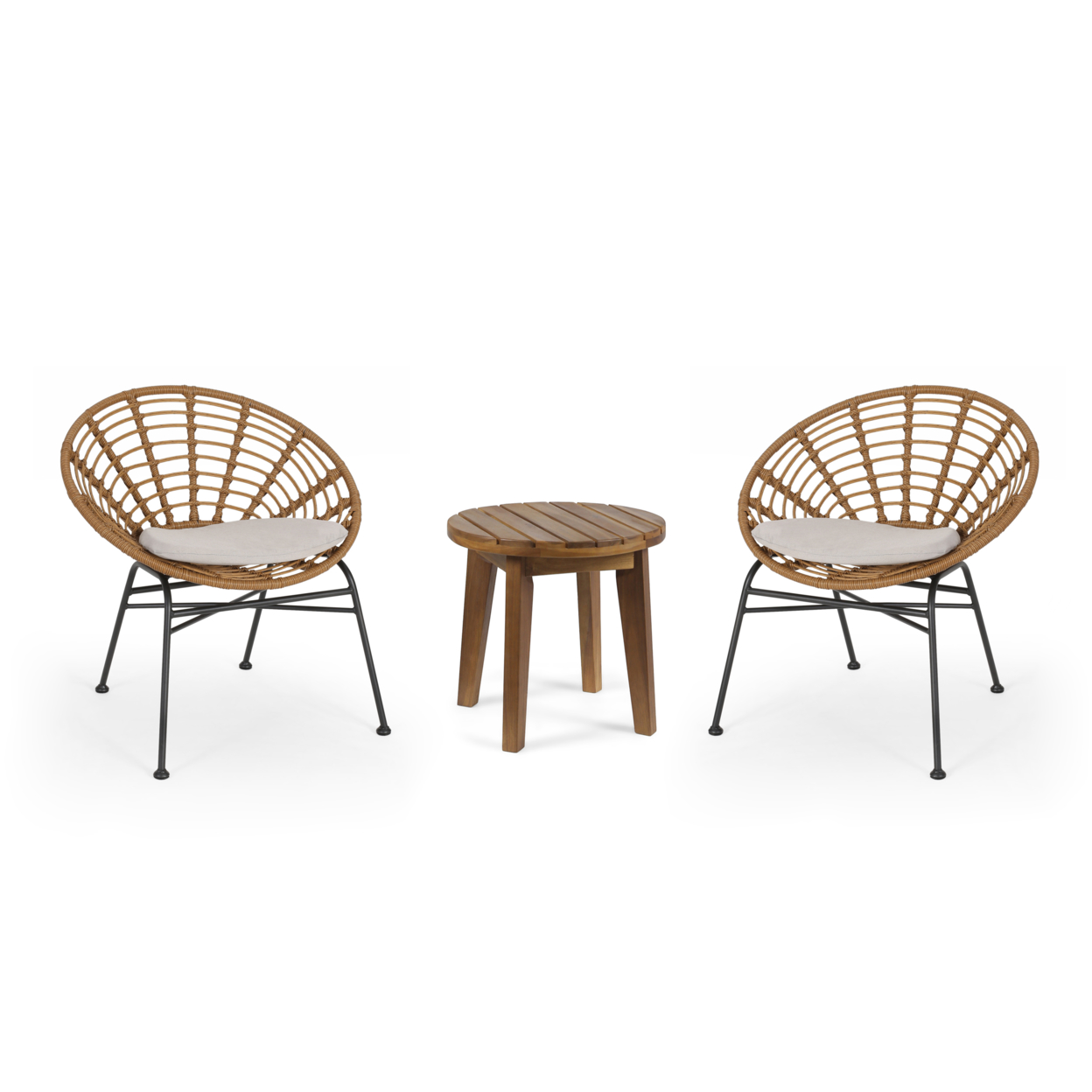 Heloise Outdoor 2 Seater Acacia Wood Chat Set - Light Brown, Beige, Teak Finish