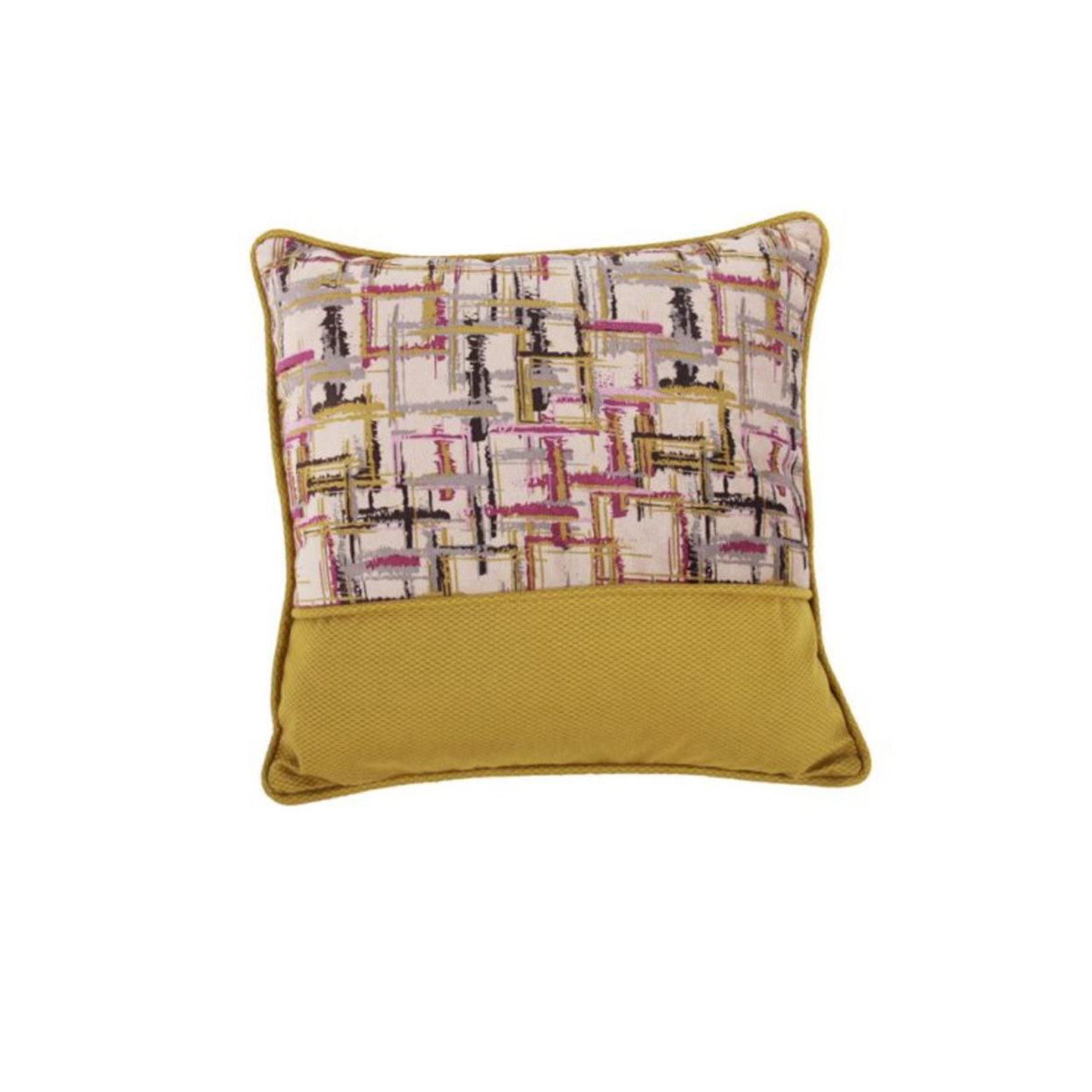 Fabric Reversable Accent Pillow In Geometric Pattern, Multicolor- Saltoro Sherpi