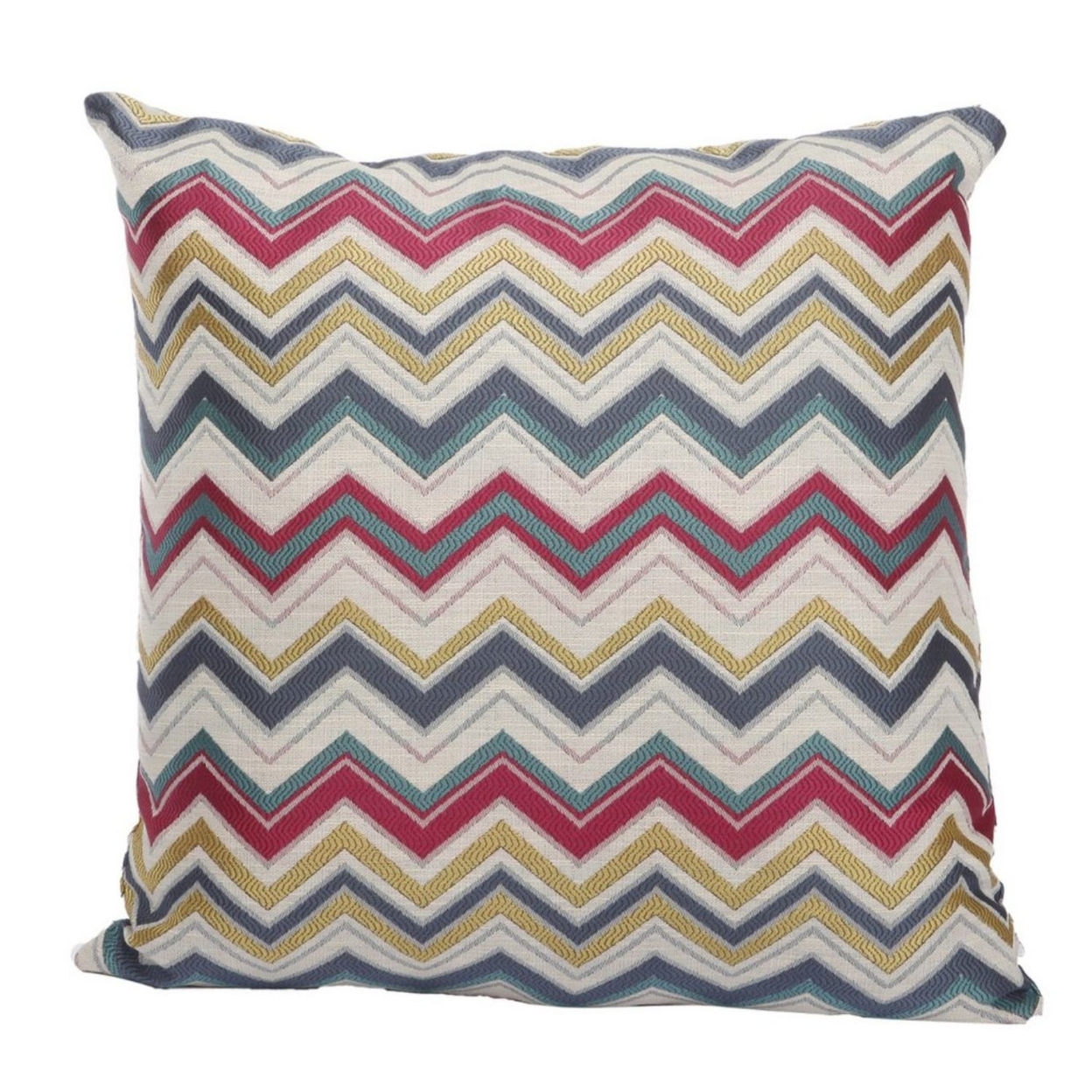 Woven Design Fabric Accent Pillow In Zigzag Pattern, Multicolor- Saltoro Sherpi