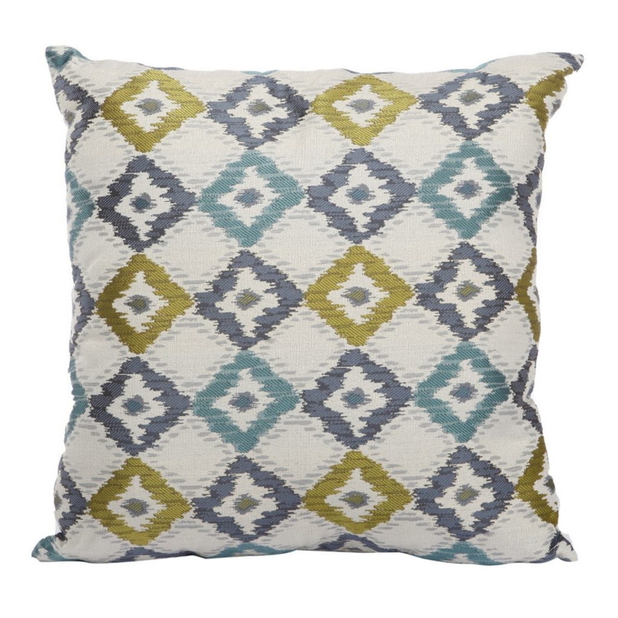 Woven Design Fabric Accent Pillow In Diamond Pattern, Multicolor- Saltoro Sherpi