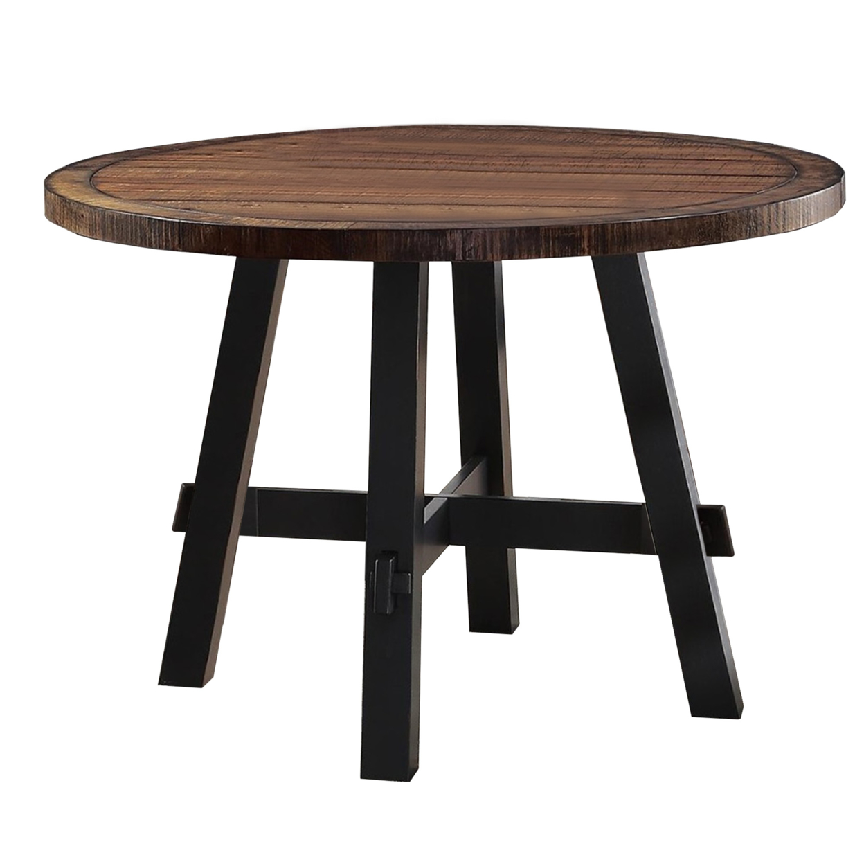 Cottage Style Round Wooden Dining Table Brown- Saltoro Sherpi