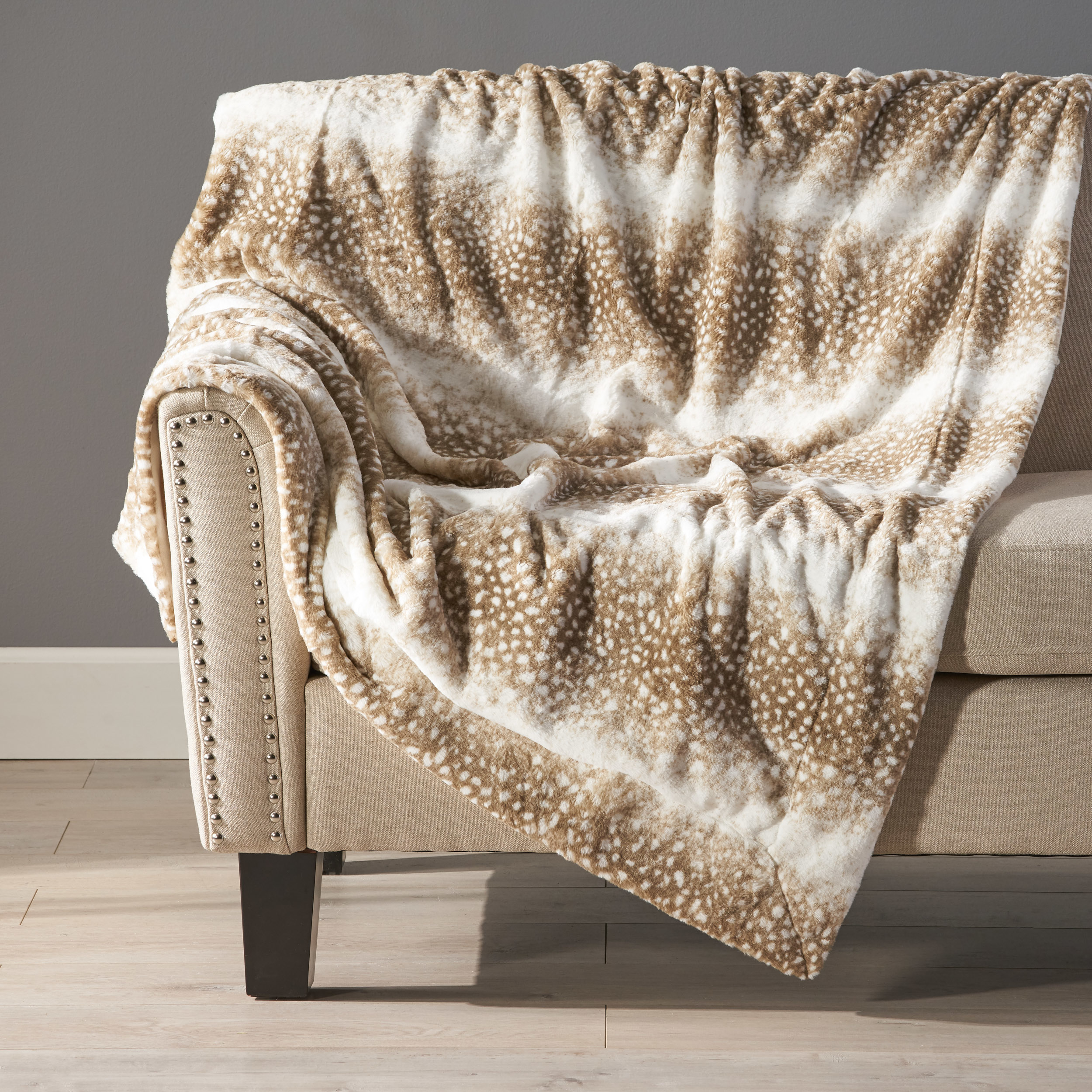 Tuscan Warm & Comfy Fabric Throw Blanket - Oak Brown Stripes