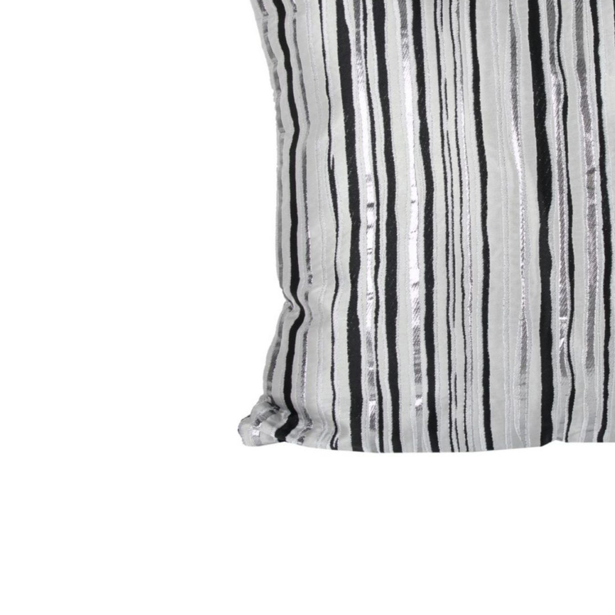Fabric Accent Pillow With Unique Striped Pattern, Gray And Black- Saltoro Sherpi
