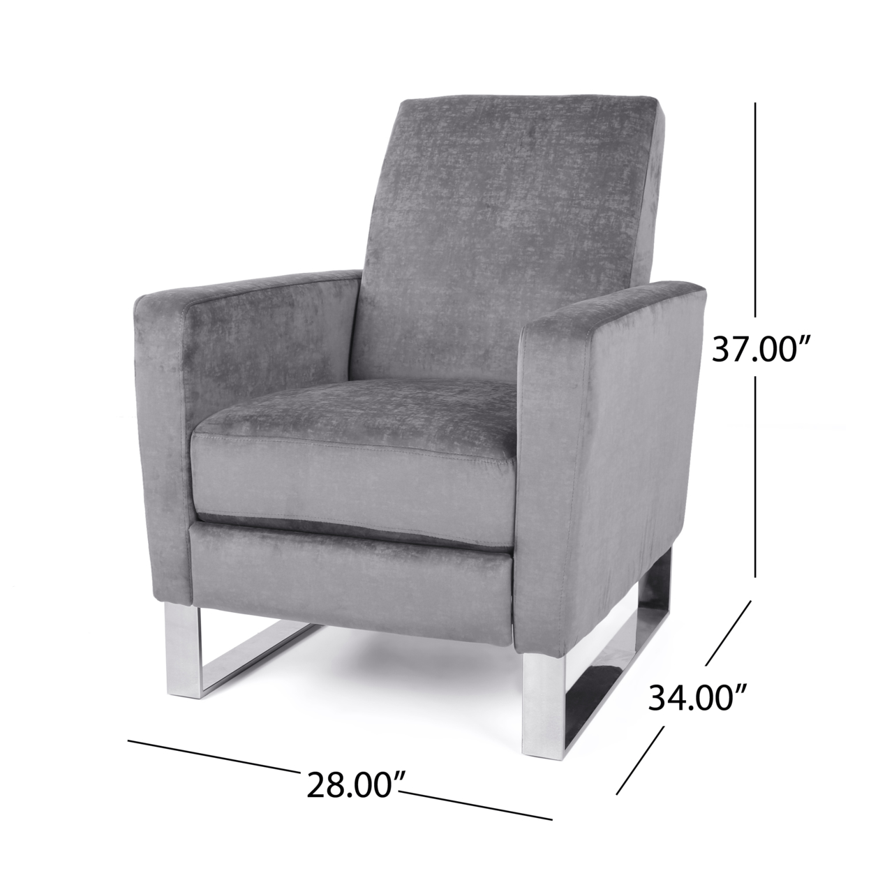 Arvin Modern Fabric Push Back High Leg Recliner With Stainless Steel Legs