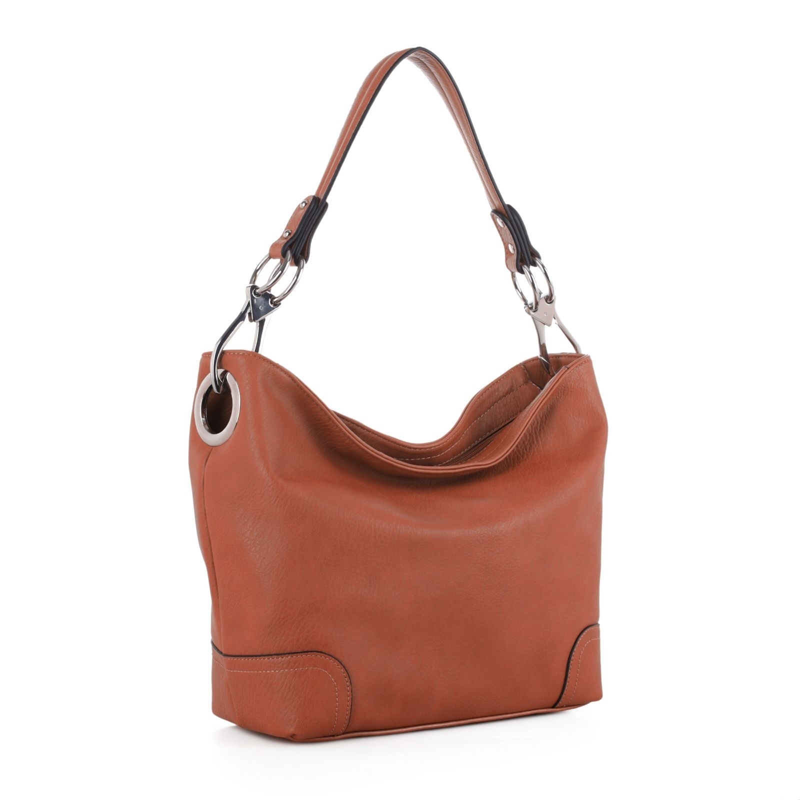 MKF Collection By Mia K. Shoulder Handbag With Snap Hook Kmiliy Soft Vegan Leather Hobo Handbag - Red Solid Kmiliy