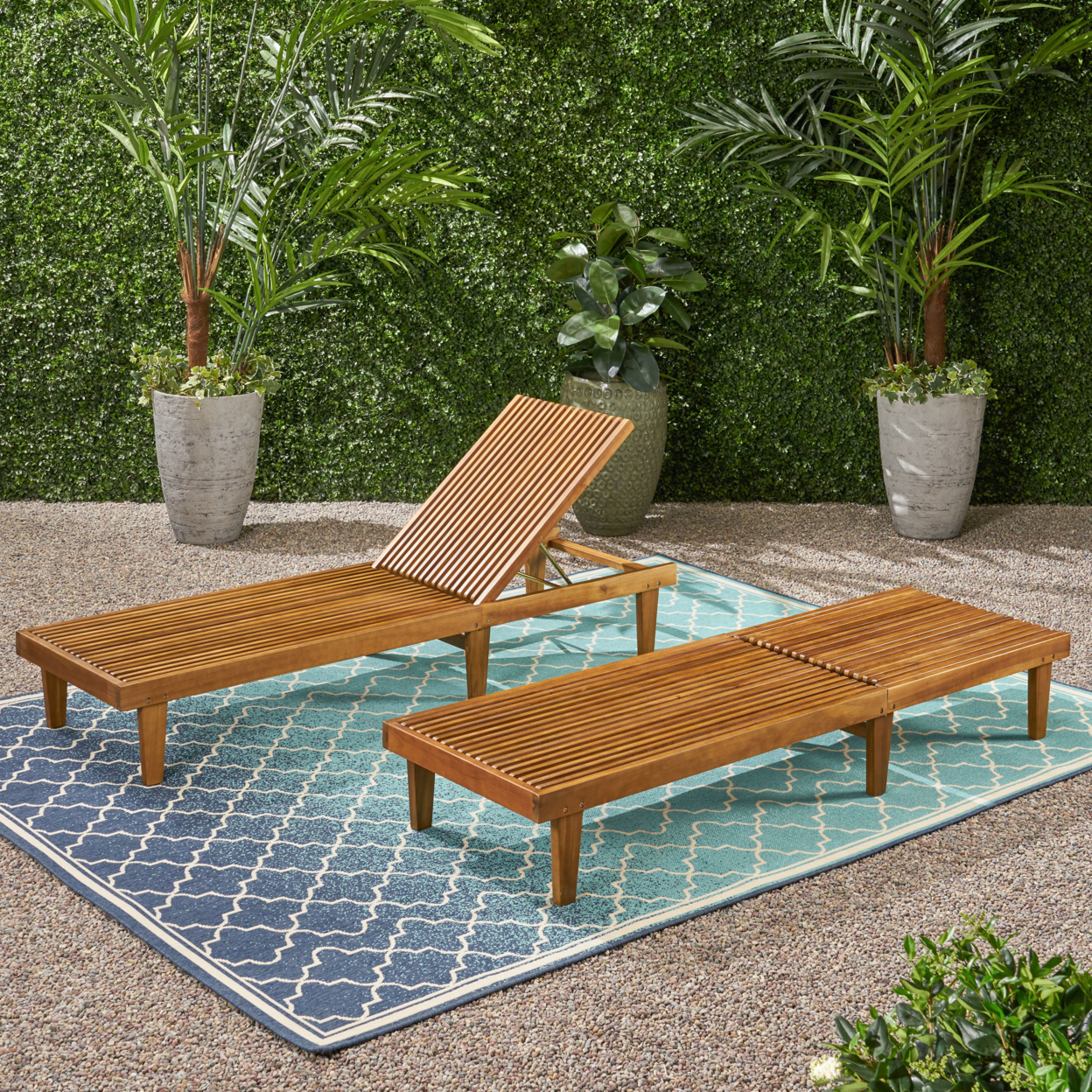 Addisyn Outdoor Wooden Chaise Lounge (Set Of 2) - Gray Finish