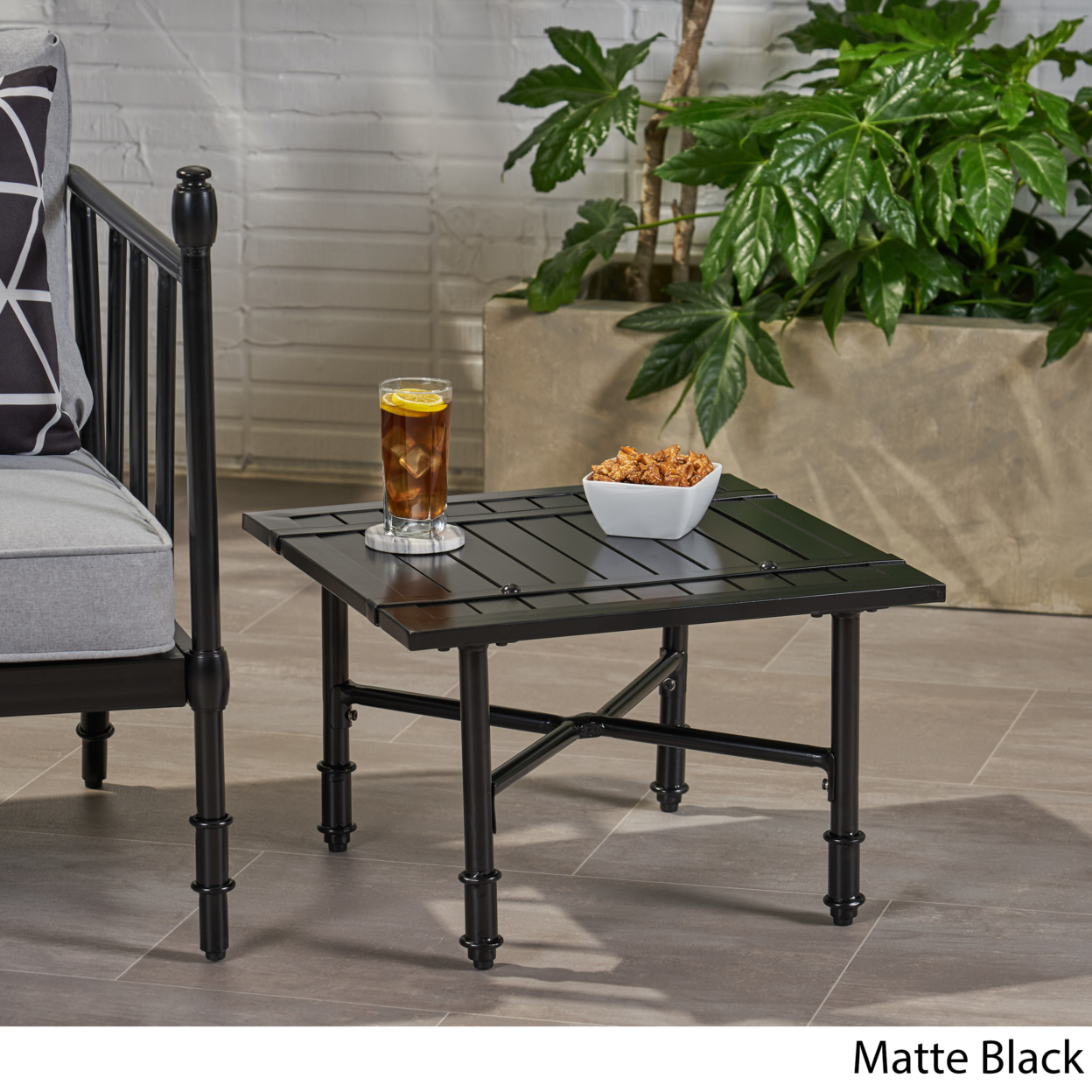Francis Outdoor Aluminum Side Table - Brown