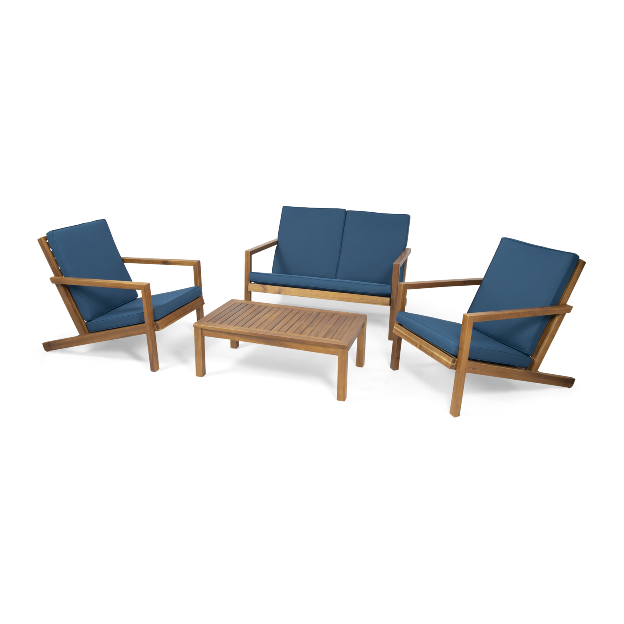 Camryn Outdoor 4 Seater Chat Set With Cushions - Brown Patina + Dark Teal