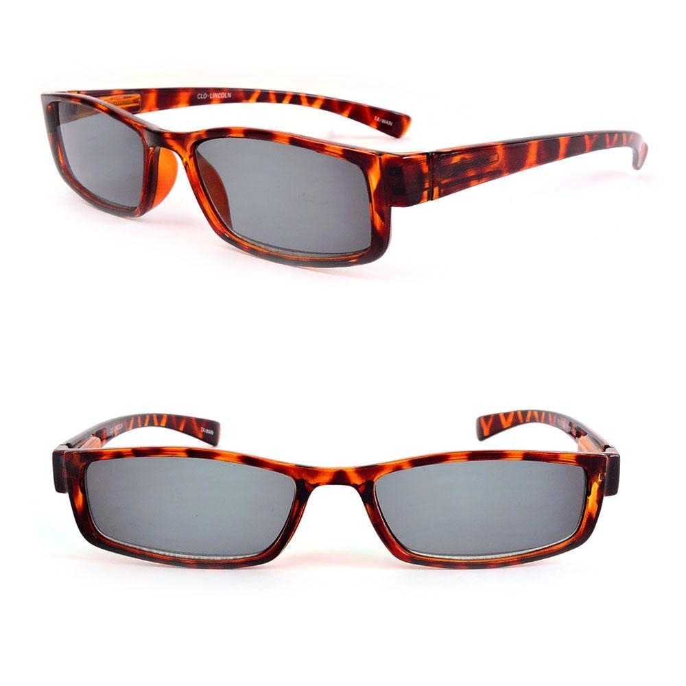 Classic Sun Readers Full Lens Spring Hinges Narrow Profile Reading Sunglasses - Black, +1.25