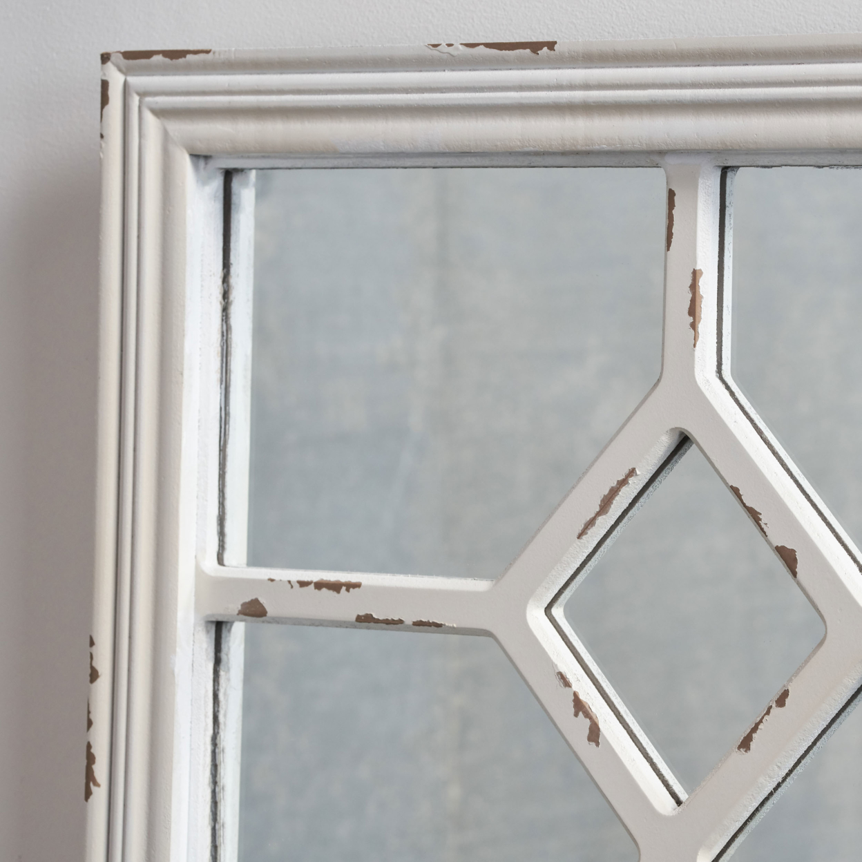 Zoe Rectangular Wooden Rustic Farmhouse Mirror - Mirror + Distressed White