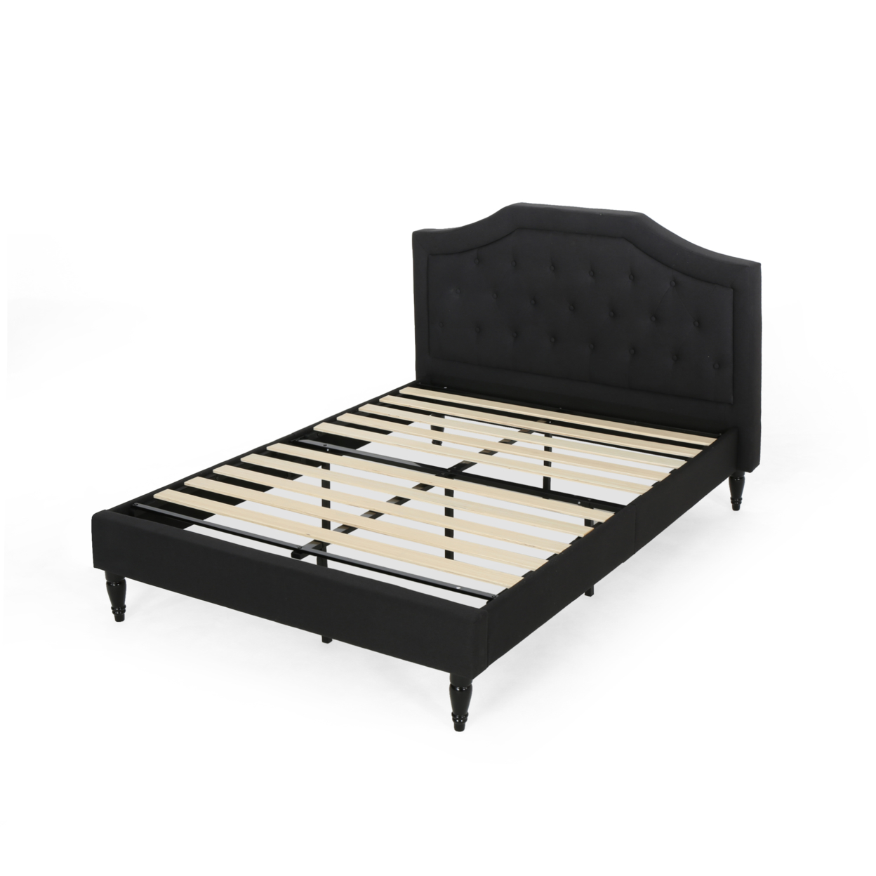 Veromca Theresa Contemporary Fabric Upholstered Queen Sized Bed Set - Black + Dark Brown
