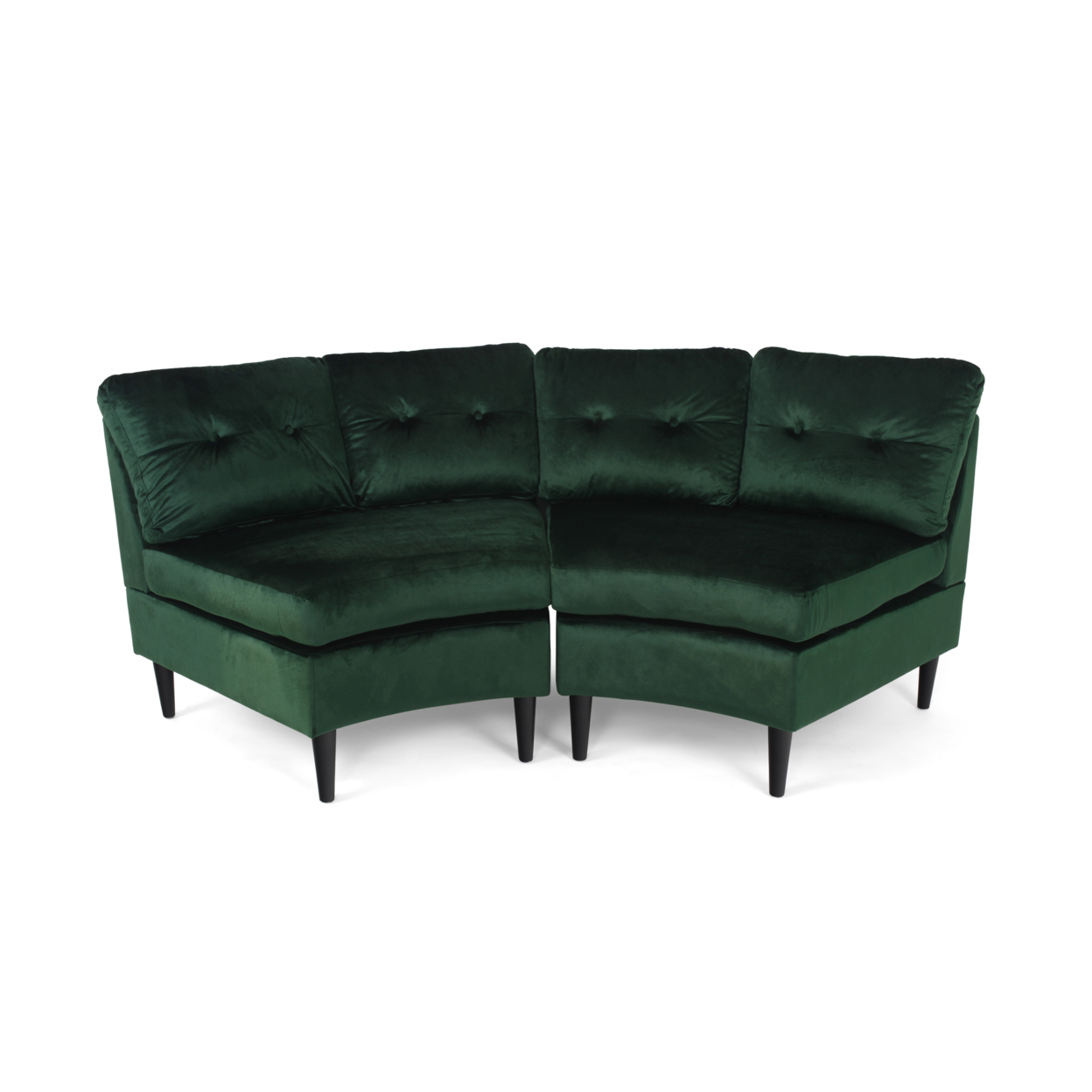 Julian Nora Glam Velvet Modular 2 Seater Sectional - Emerald + Matte Black