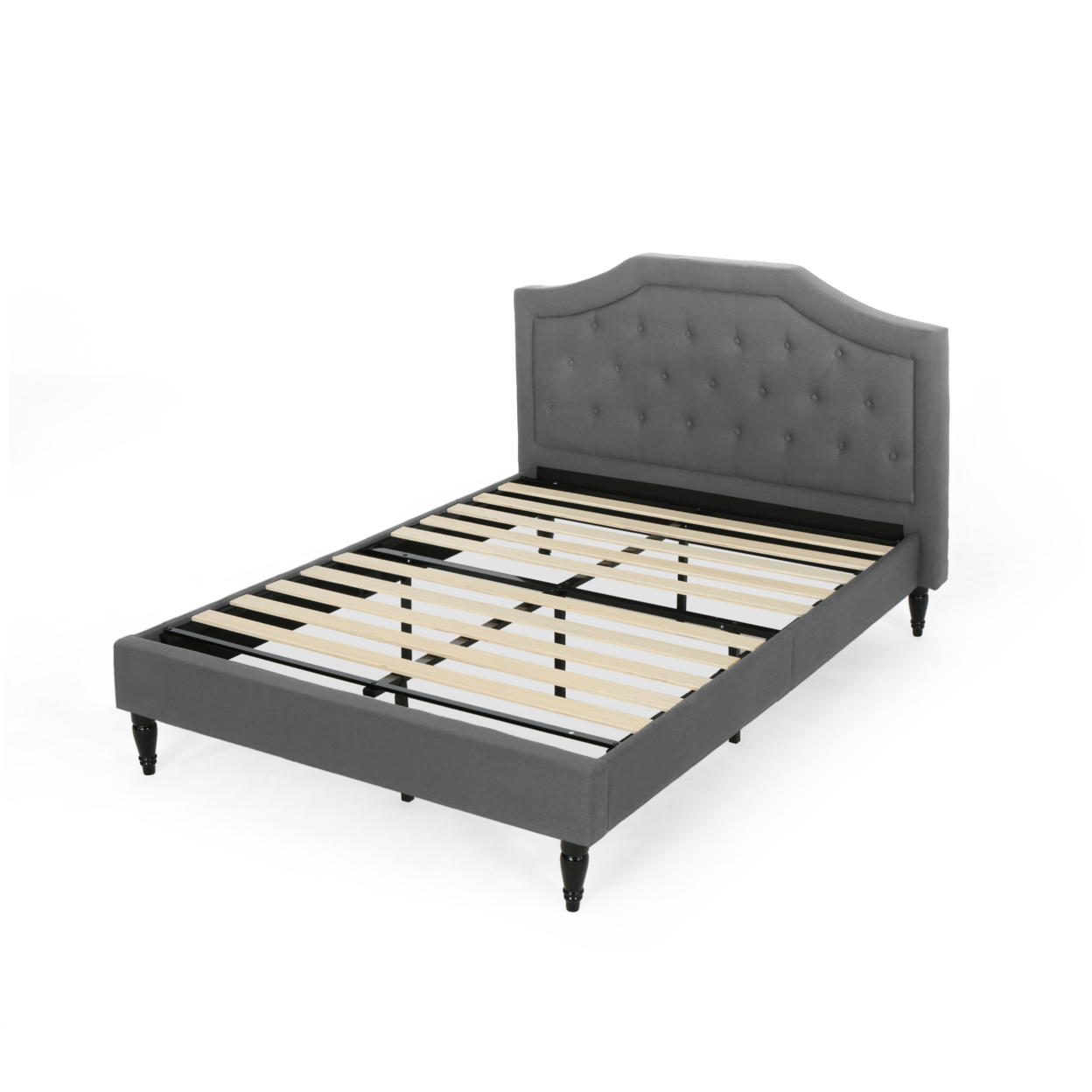 Veromca Theresa Contemporary Fabric Upholstered Queen Sized Bed Set - Charcoal Gray + Dark Brown