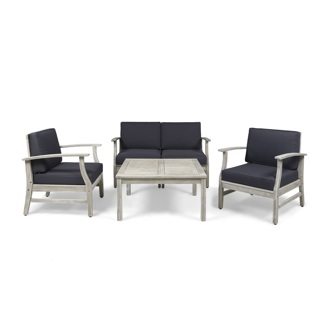 Lily Outdoor 5 Piece Acacia Wood Chat Set