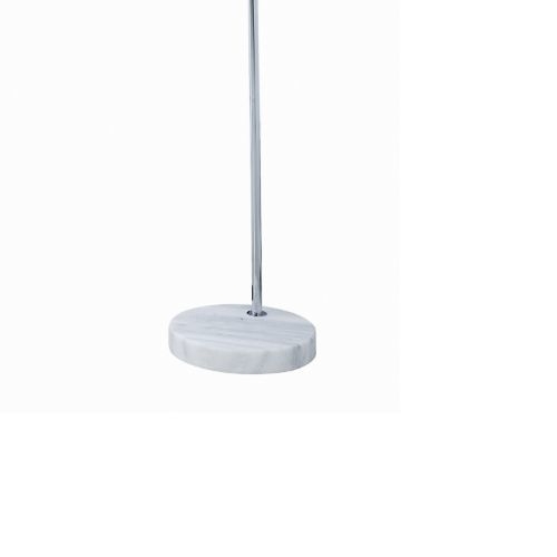 Crystal Accented Tiered Metal Floor Lamp With Marble Base, Silver And White- Saltoro Sherpi