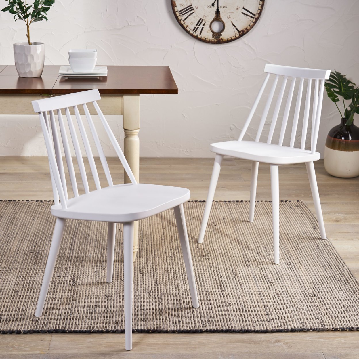 Phoebe Hume Farmhouse Spindle-Back Dining Chair (Set Of 2) - White