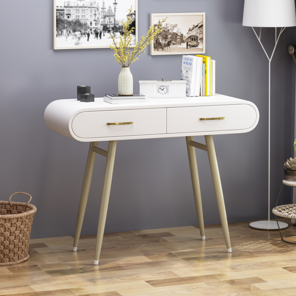 Breenda Modern Faux Wood Vanity Table