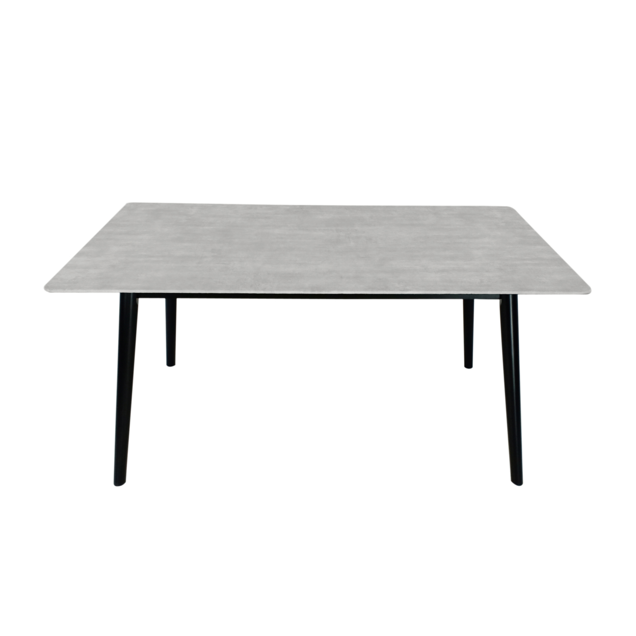 Riley Modern Dining Table With Rubberwood Legs And Laminate Table Top - Gray Finish + Black