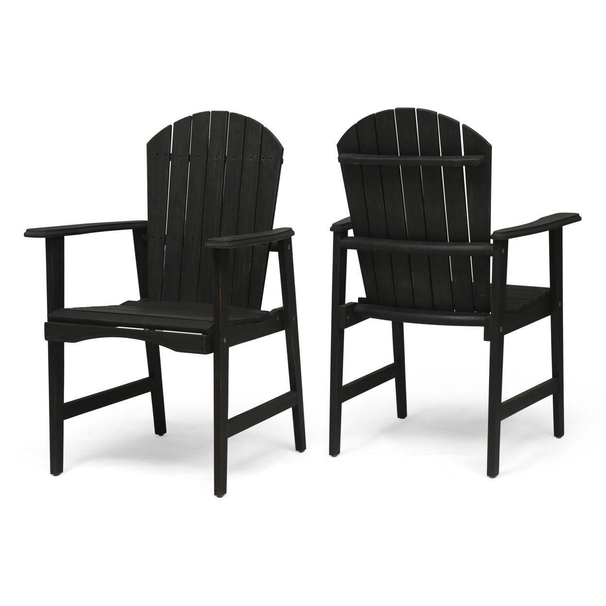 Easter Outdoor Weather Resistant Acacia Wood Adirondack Dining Chairs (Set Of 2) - Dark Gray
